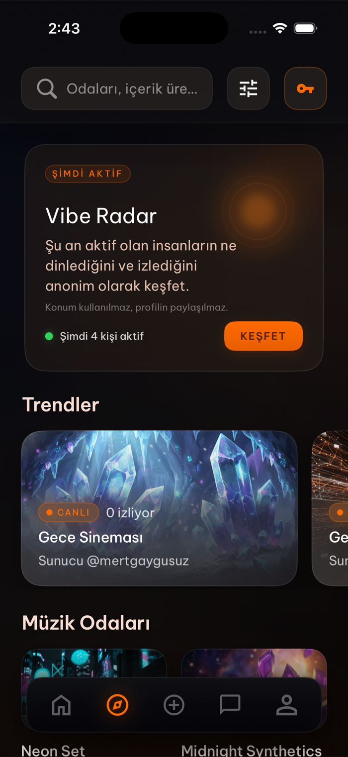 Zynkra Keşfet ekranı